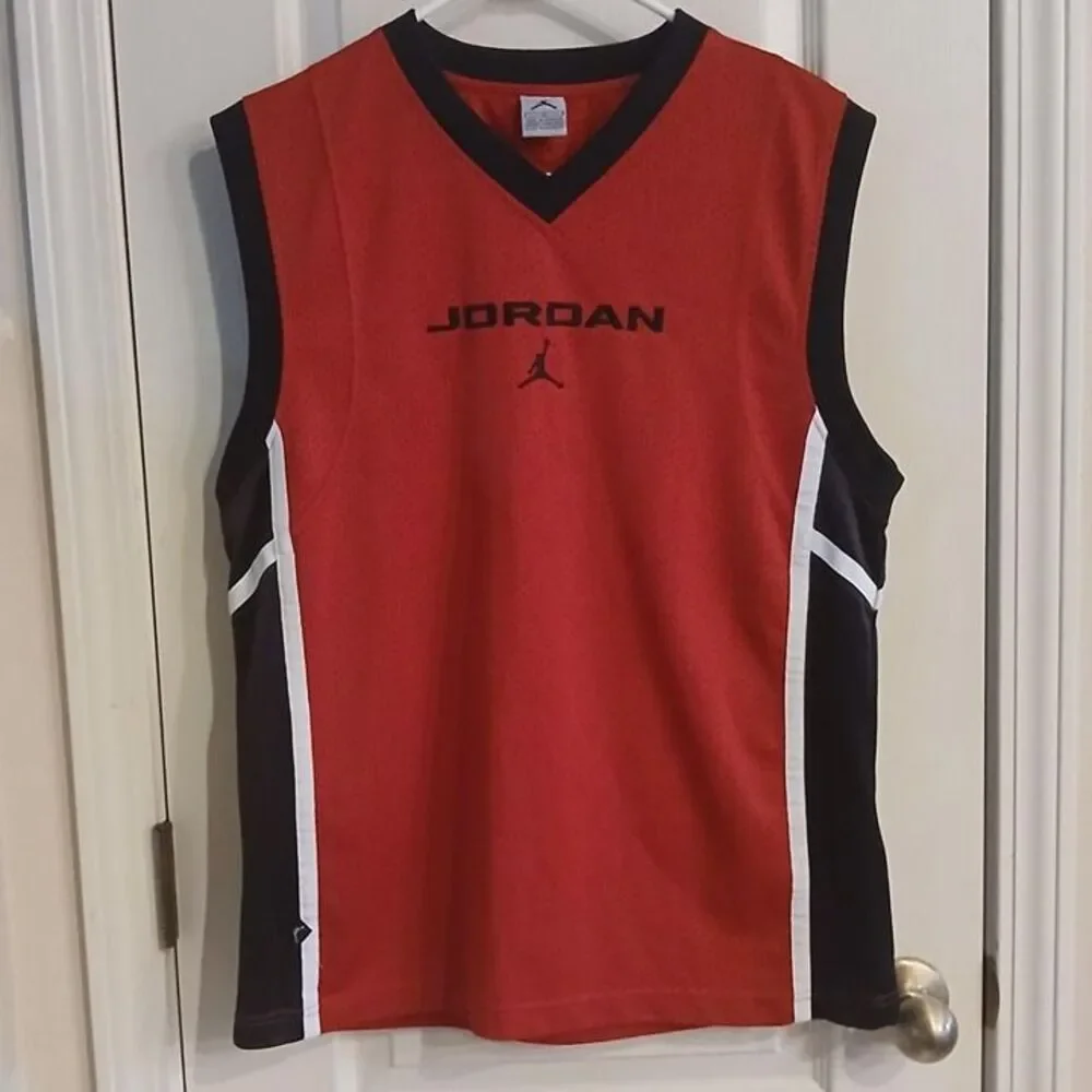 Rare Vintage Y2K Jordan Jumpman Red and Black Sleeveless Jersey Men's XL